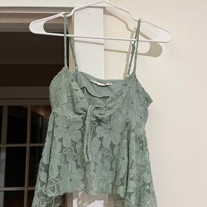 Kimchi Blue Floral Lace Camisole in Soft Green